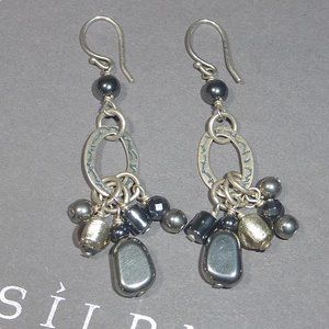 Silpada W1963 Hailstone Earrings Sterling Silver Hematite Gray Bead Dangle